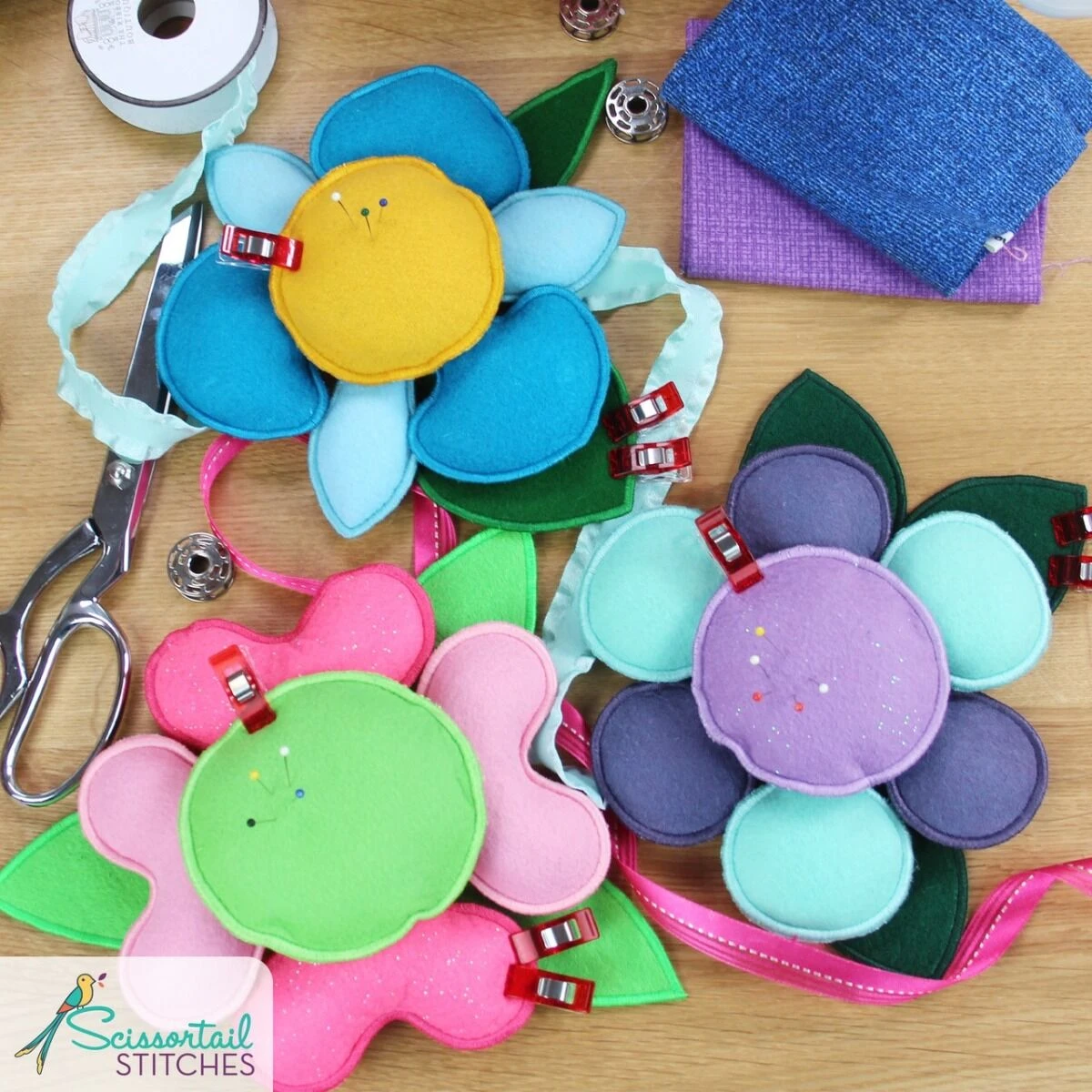 OESD Floral Blooming Pin Cushions 4 OESD Floral Blooming Pin Cushions - Image 2