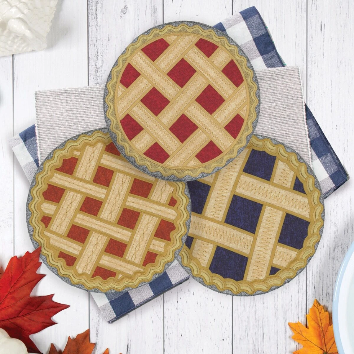 OESD Pie Please Hot Pads Embroidery Collection 3 OESD Pie Please Hot Pads Embroidery Collection