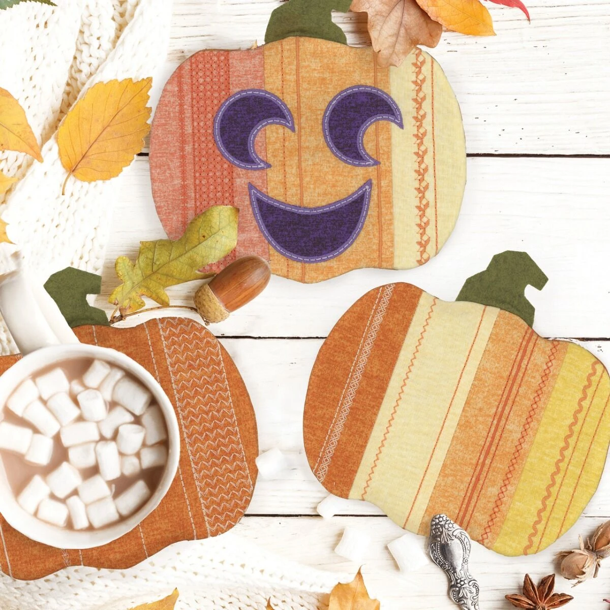OESD Pumpkin Patch Mug Rugs Embroidery Collection 4 OESD Pumpkin Patch Mug Rugs Embroidery Collection - Image 2