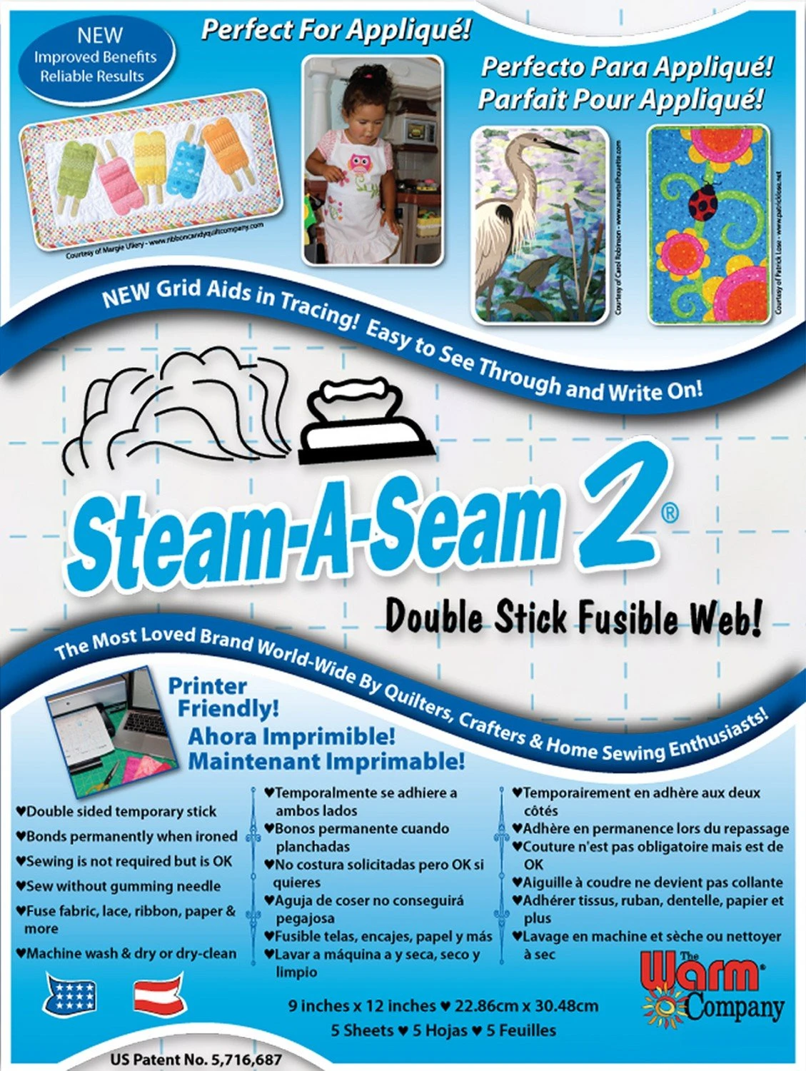 Steam-A-Seam 2, 9" X 12" - 5 Sheets 3 Steam-A-Seam 2, 9" X 12" - 5 Sheets